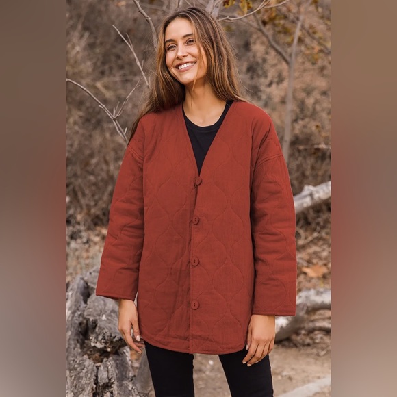 Lulus Rusty Rose Quilted Jacket - Picture 2 of 5